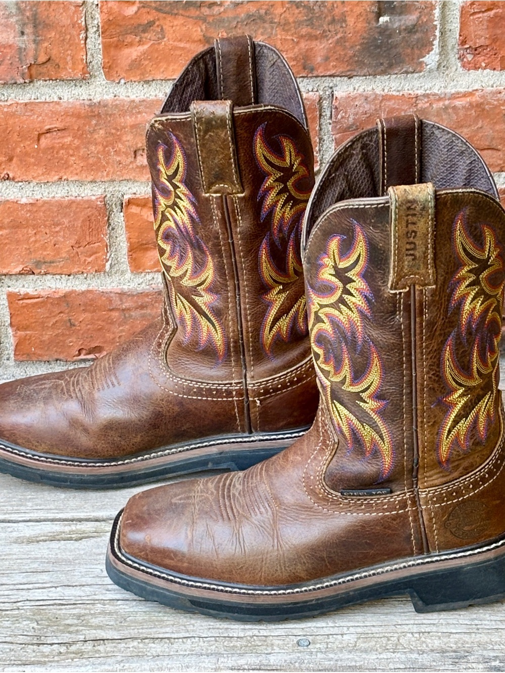 Justin Women’s Steel Toe Leather Work Western Cowboy Boots WKL4682 Sz 6B - Picture 4 of 12